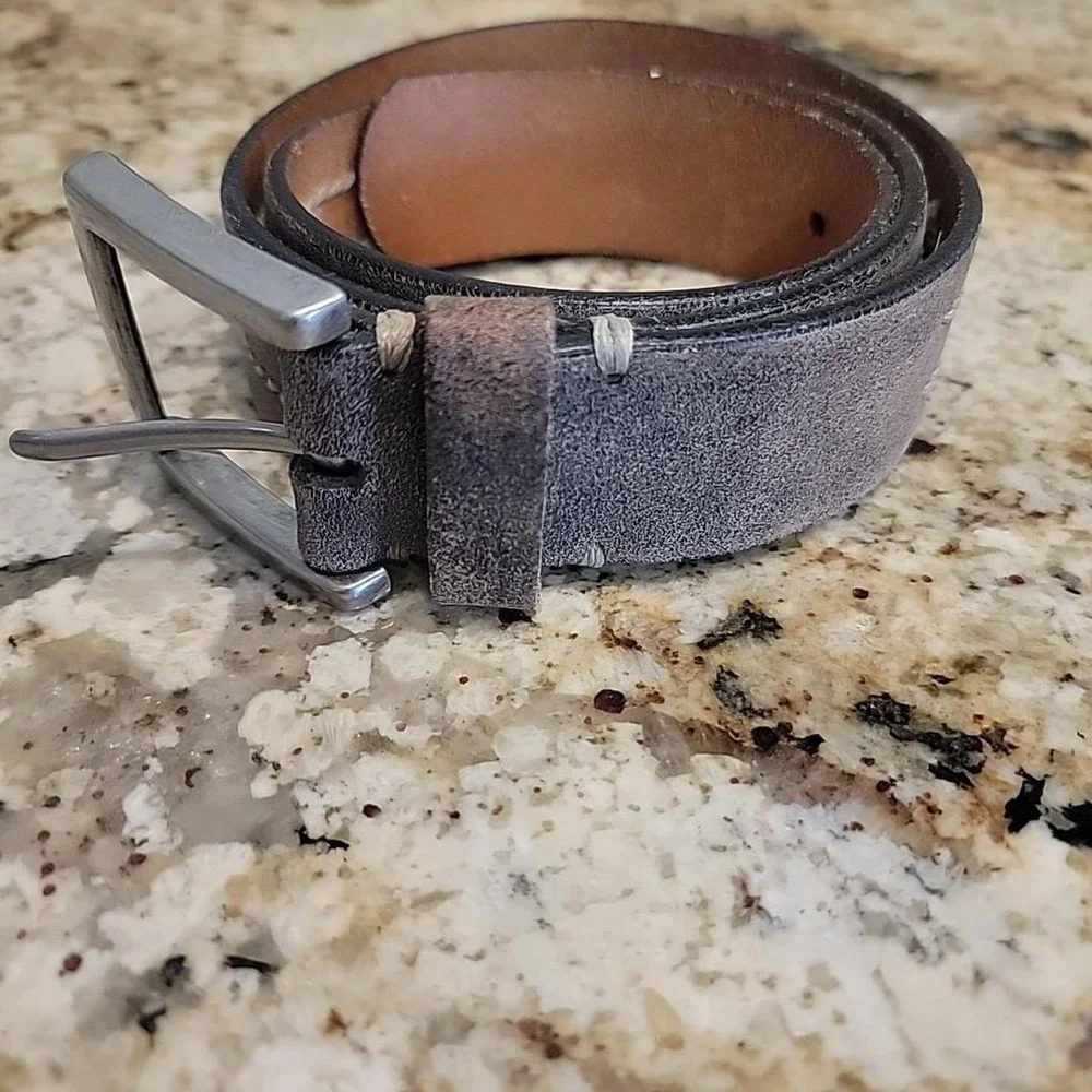 Fossil Genuine Leather Belt Mens Light Brown Silver Buckle 30/32